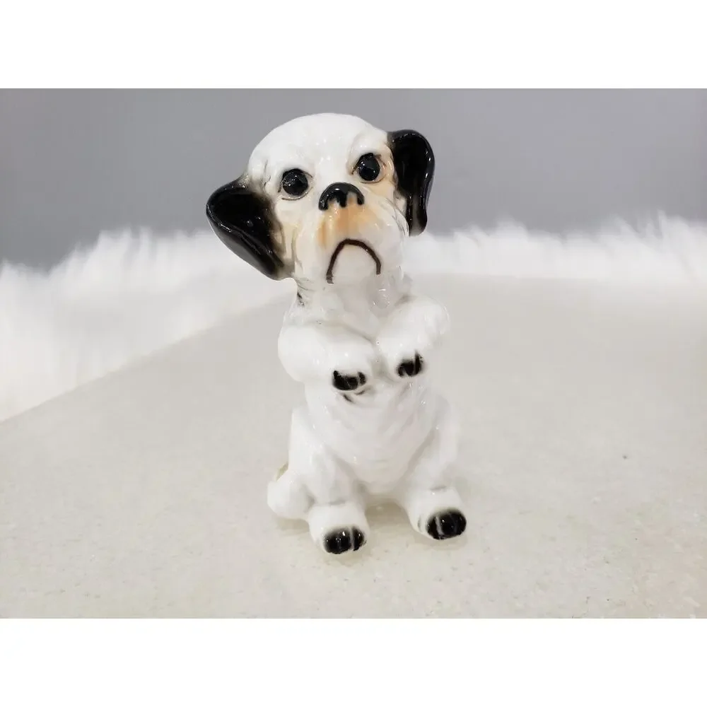 Vintage Ceramic Schnauzer Terrier Dog Figure Japan MCM‎ lot set 3 decor grandma